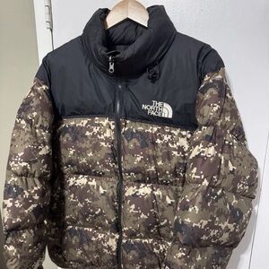 The North Face Black and Camo Puffer Jacket